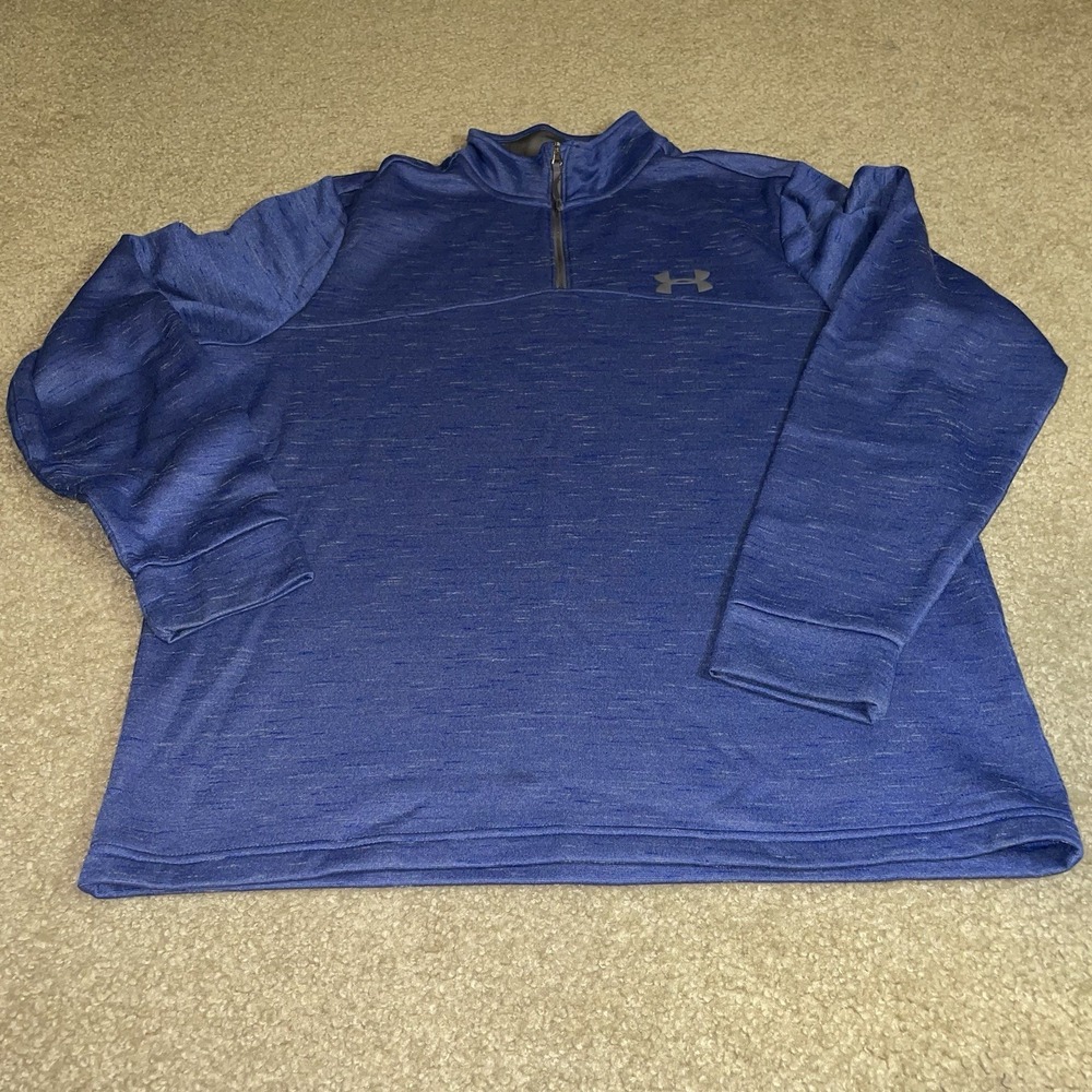 Under Armour ColdGear Mens Large Blue Space Dye Quarter Zip Pullover Fleece Top